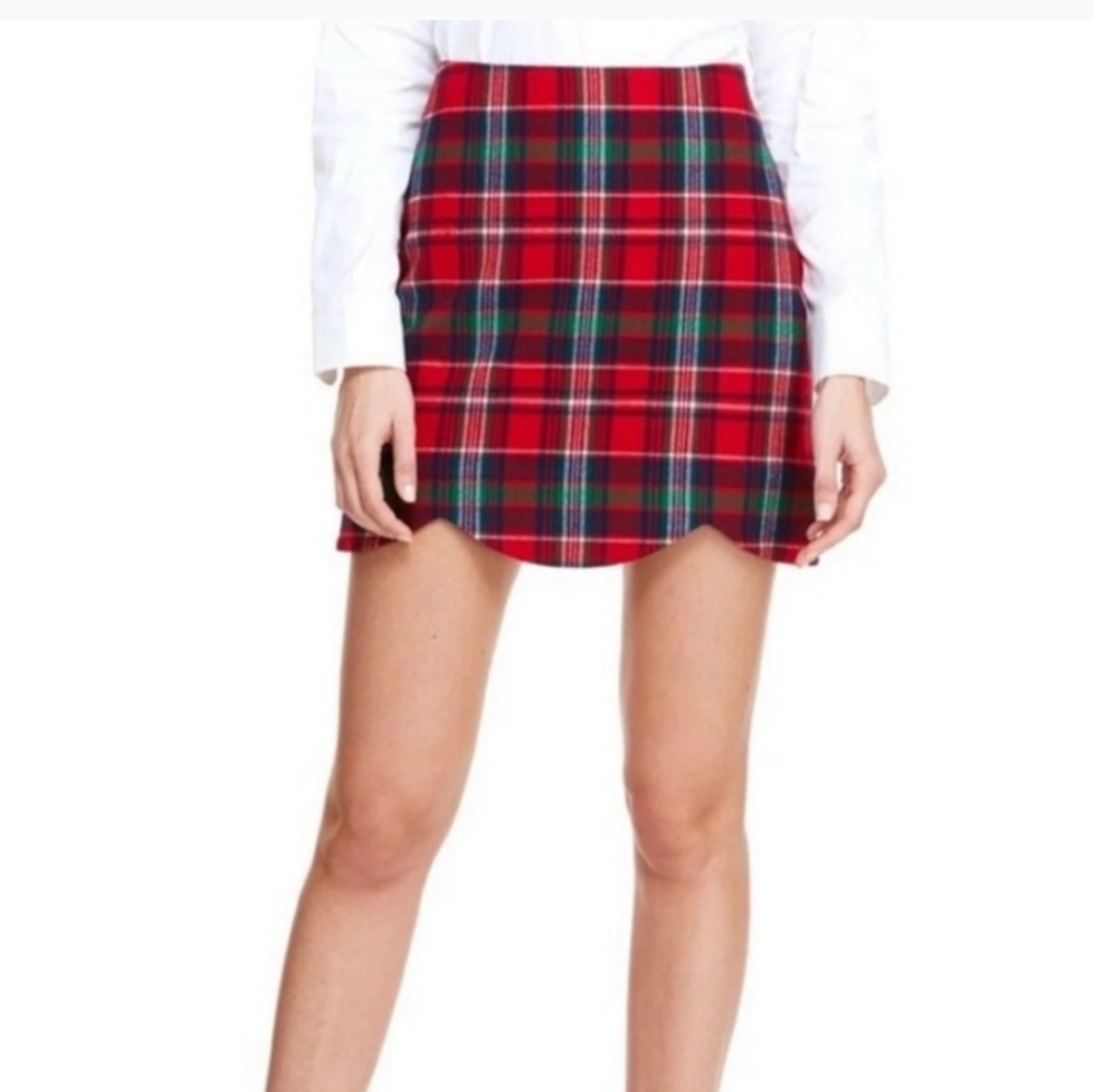 Vineyard vines scalloped red wool mini skirt sz 2 *D2 - Picture 2 of 7